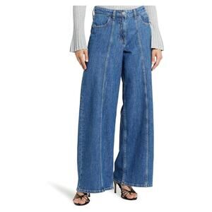 The Drop Frida Relaxed Fit  Extra Wide Leg Women's Blue Jeans Size 28 New